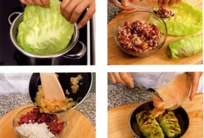 Голубцы с вареным мясом и рисом