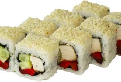 Роллы с курицей, болгарским перцем и листовым салатом