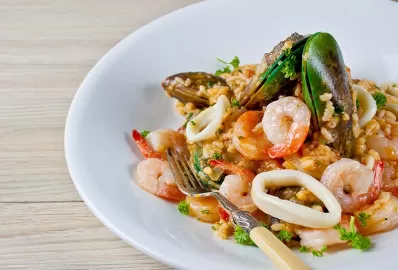 Ризотто с кальмарами и стручковой фасолью