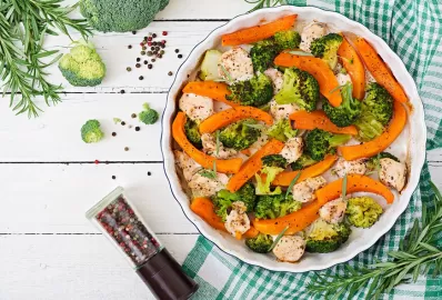 Курица с тыквой и брокколи в духовке