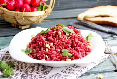 Свекольная гречка с рикоттой