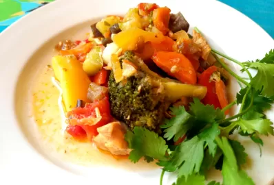 Сочная индейка с овощами