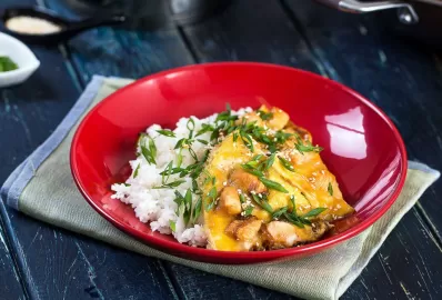 Омлет с рисом и куриной грудкой