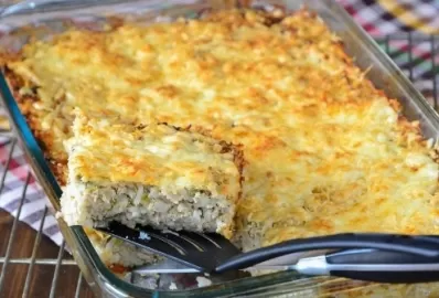 Рисовая запеканка с фаршем и брокколи