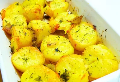Запечённый мятый картофель