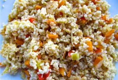 Мужской обед. Пшенная каша c фаршем и овощами