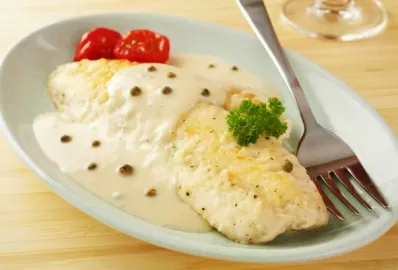 Филе трески в сливочном соусе с кускусом