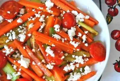 Тушеные овощи с сыром фета