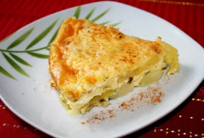 Минтай с картофелем под йогуртом