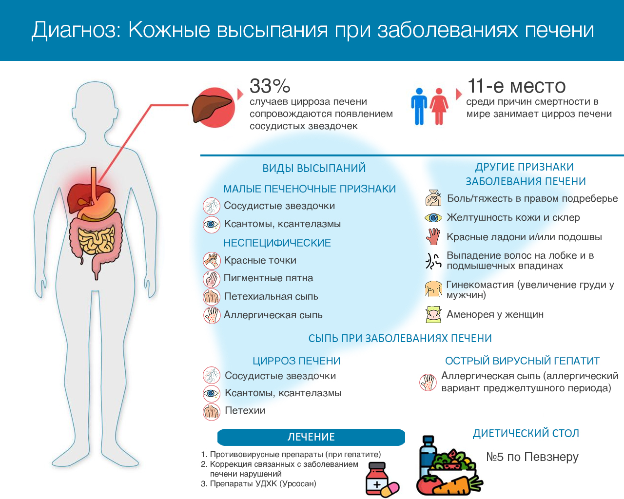 Какие пятна при заболевании печени фото Сыпь на коже при болезнях печени: виды высыпаний, причины